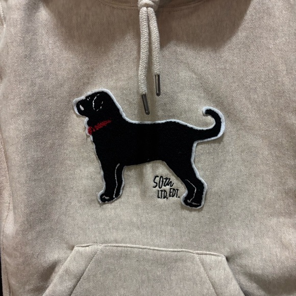 The Black Dog Cream Hoodie with Black Emblem - Picture 3 of 7